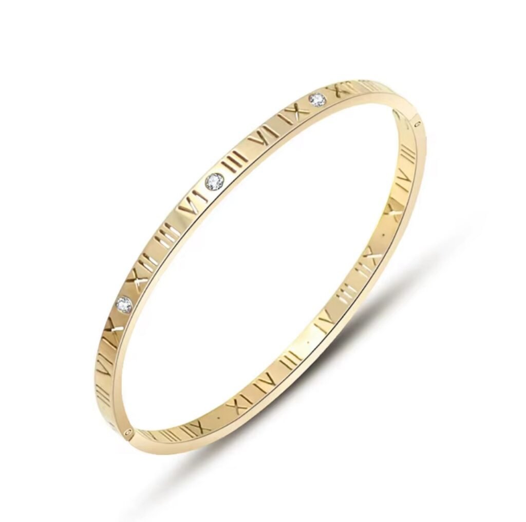 Ins 18K Gold Plated Zircon Bangle