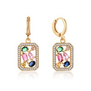 18K Gold Plated Colorful Zircon Earrings