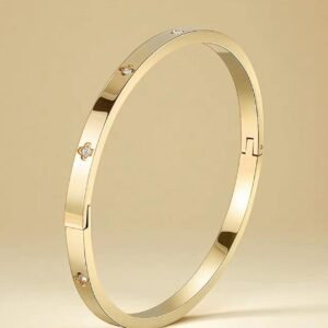 18K Gold Plated Three Diamond Snap Bracelet