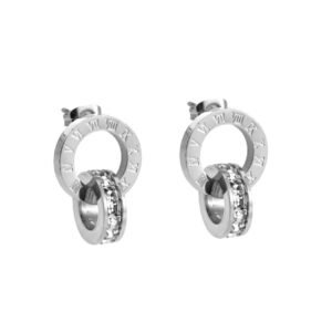 Romantic Titanium Double Circle Roman Number Zircorn Earnings