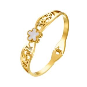 18K Gold Plated Fashion Retro Hallowed Out Flower Leaf Bracelet