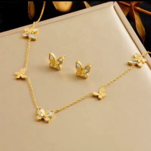 18K gold plated butterflies set