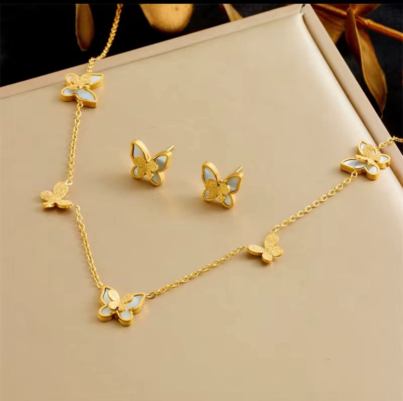 18K gold plated butterflies set
