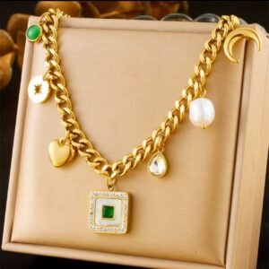 18K gold plated charms necklace