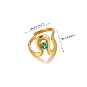 18K gold plated green zirconia ring