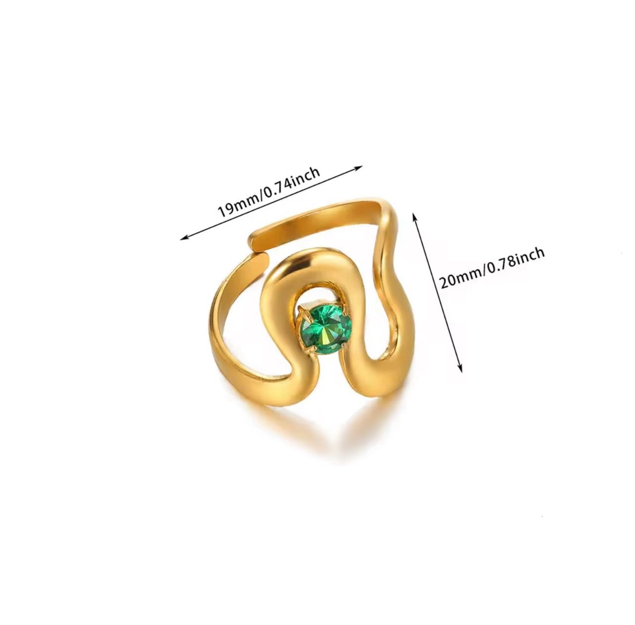 18K gold plated green zirconia ring