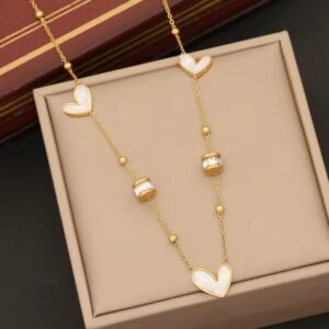 18K gold plated white heart necklace