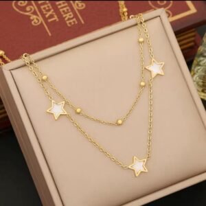 18K gold plated white stars and zircon necklace