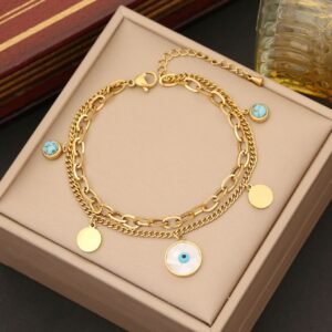 18K gold plated devil eyes bracelet