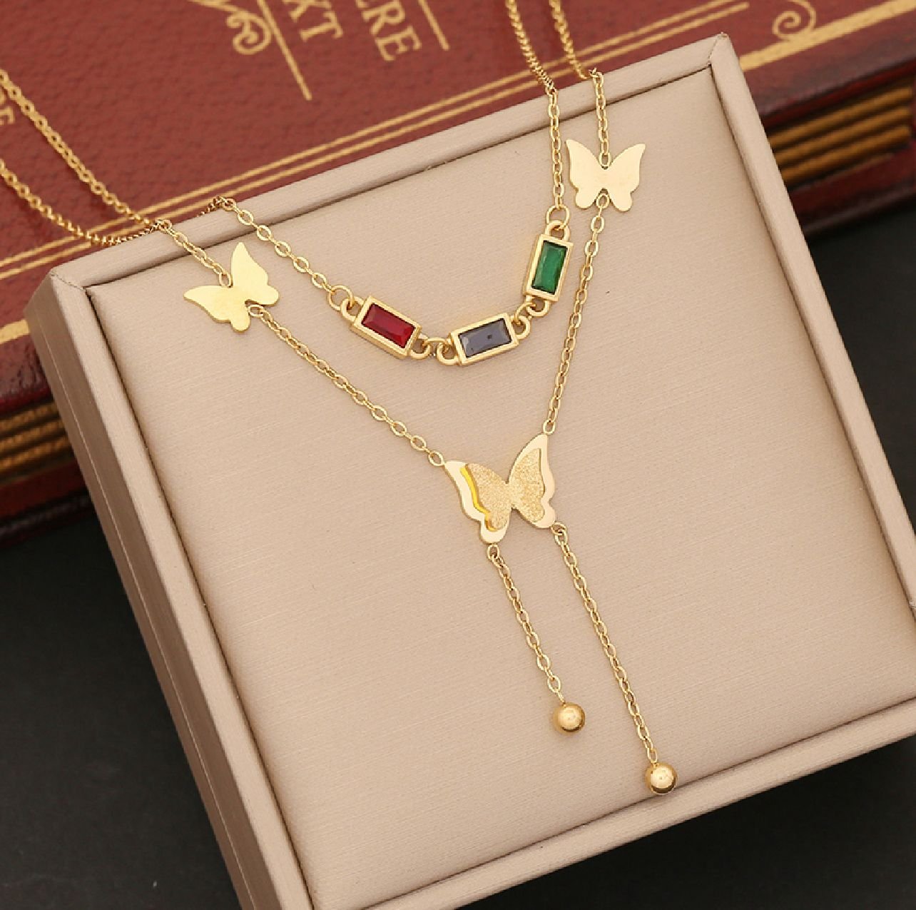 18K gold plated butterfly necklace