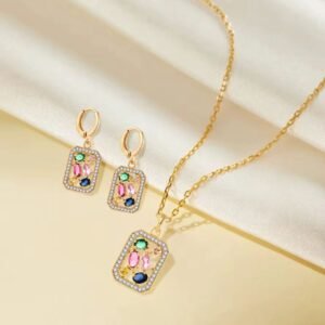 18K Gold Plated Colorful Zircon Set