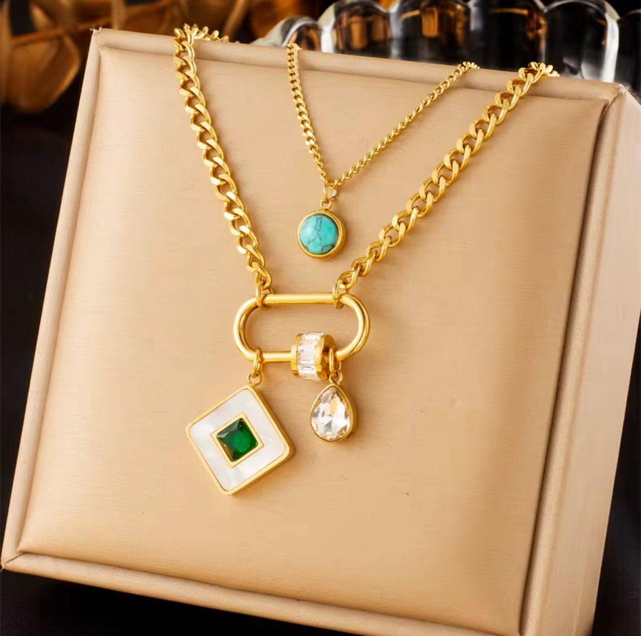 18K gold plated zirconia necklace