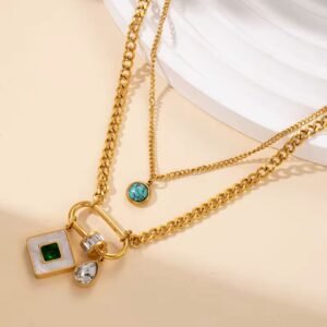 18K gold plated zirconia necklace