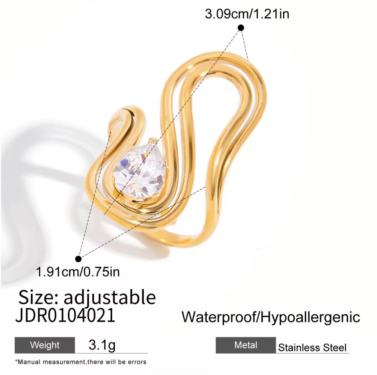 18K gold plated double layers zircon ring