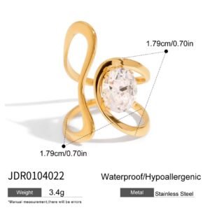 18K gold plated minimalist double layer zircorn ring