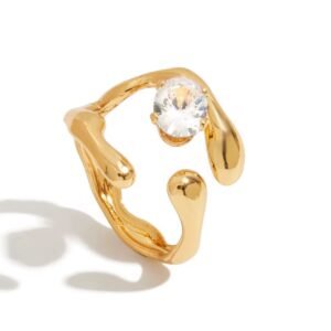 18K gold plated geometric modern minimalism zircorn ring