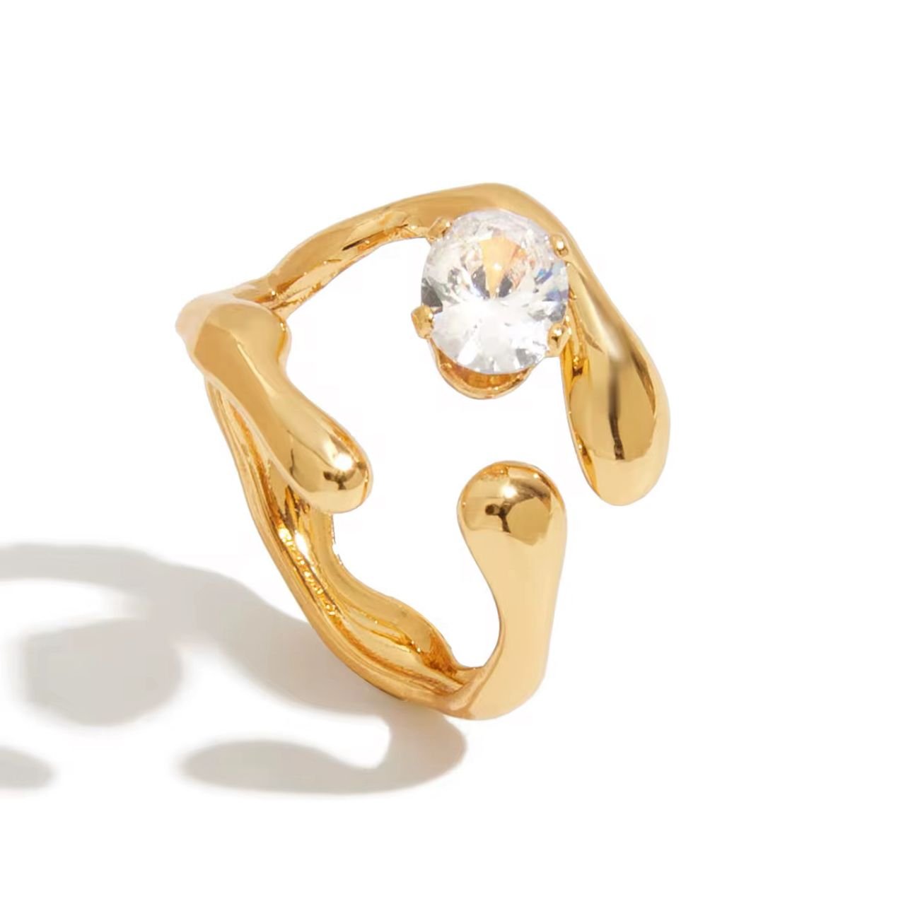 18K gold plated geometric modern minimalism zircorn ring