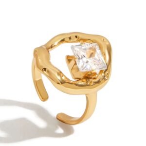 18K gold plated massive zircon hollow ring