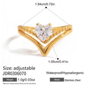 18K gold plated minimalist double layer massive zircorn ring