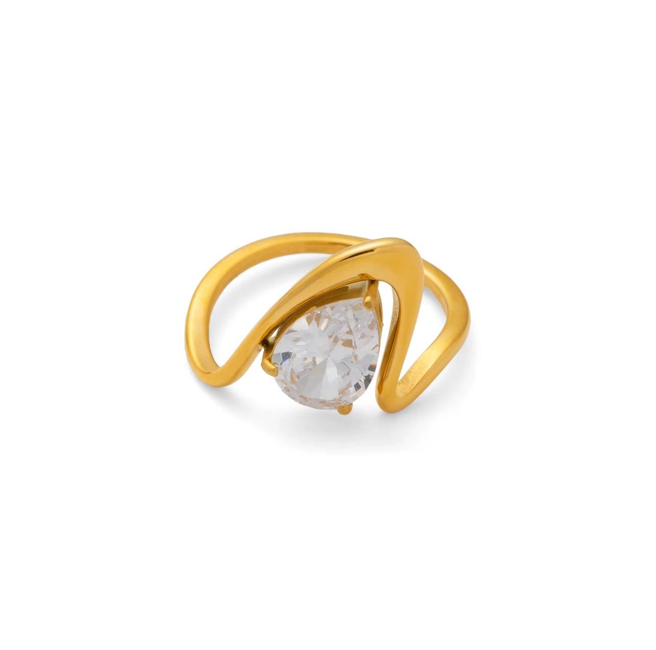 18K gold plated modern minimalist zircorn ring