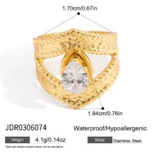 18K gold plated minimalist vintage zircorn ring