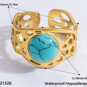 18K gold plated luxury natural stone ring