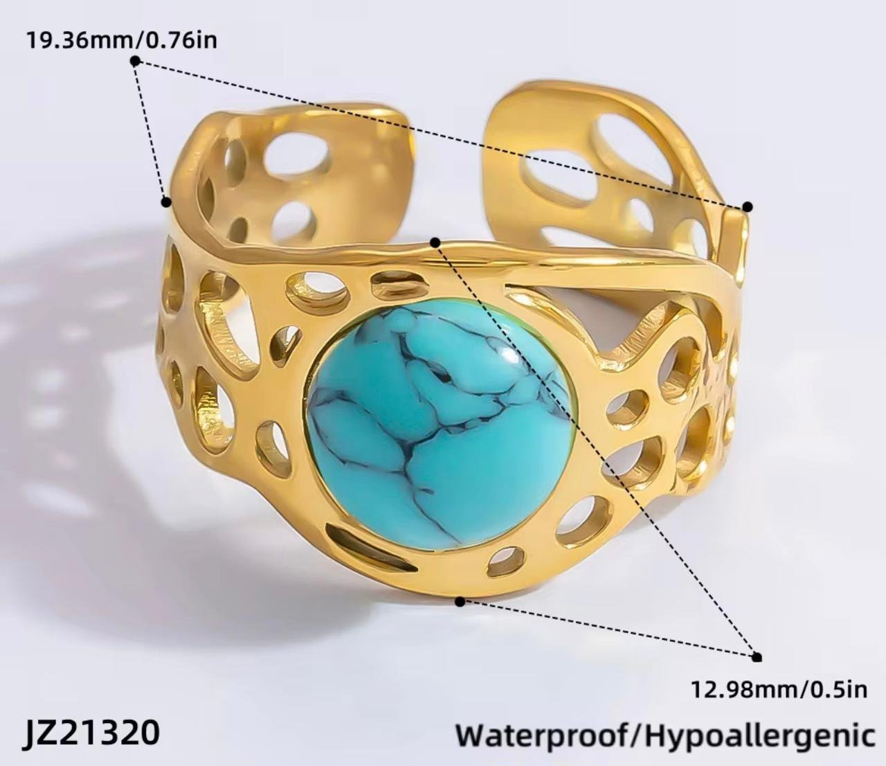 18K gold plated luxury natural stone ring