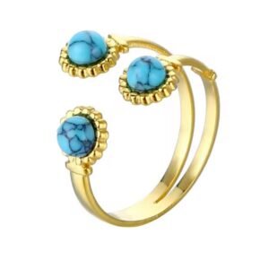 18K gold plated natural stone turquoise ring