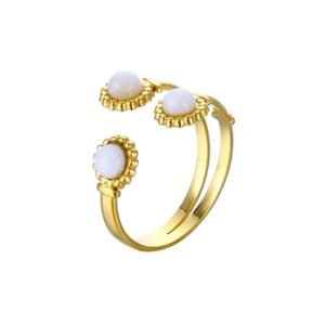 18K gold plated natural stone white ring