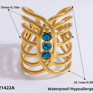 18K gold plated hollow layered ring