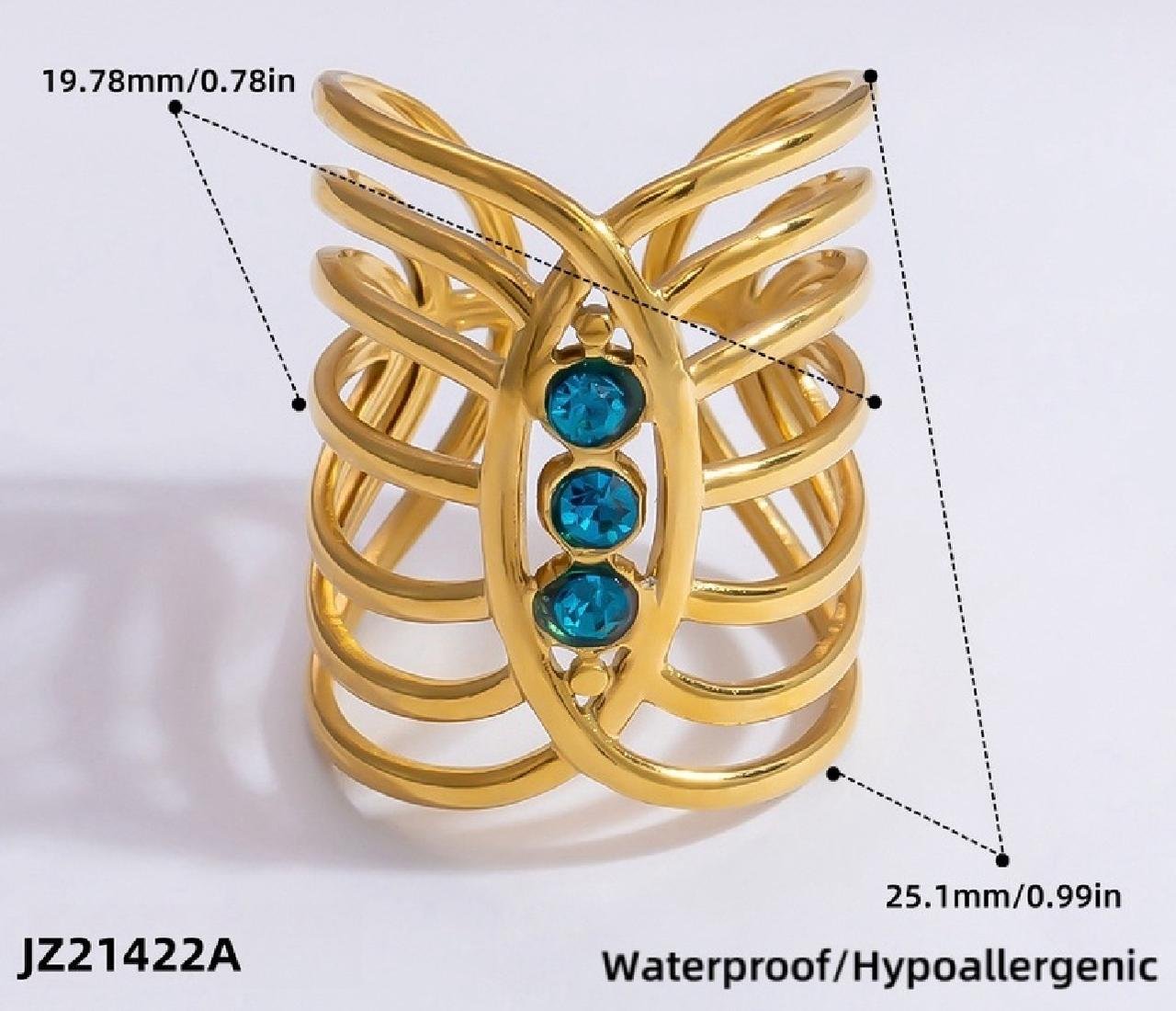 18K gold plated hollow layered ring