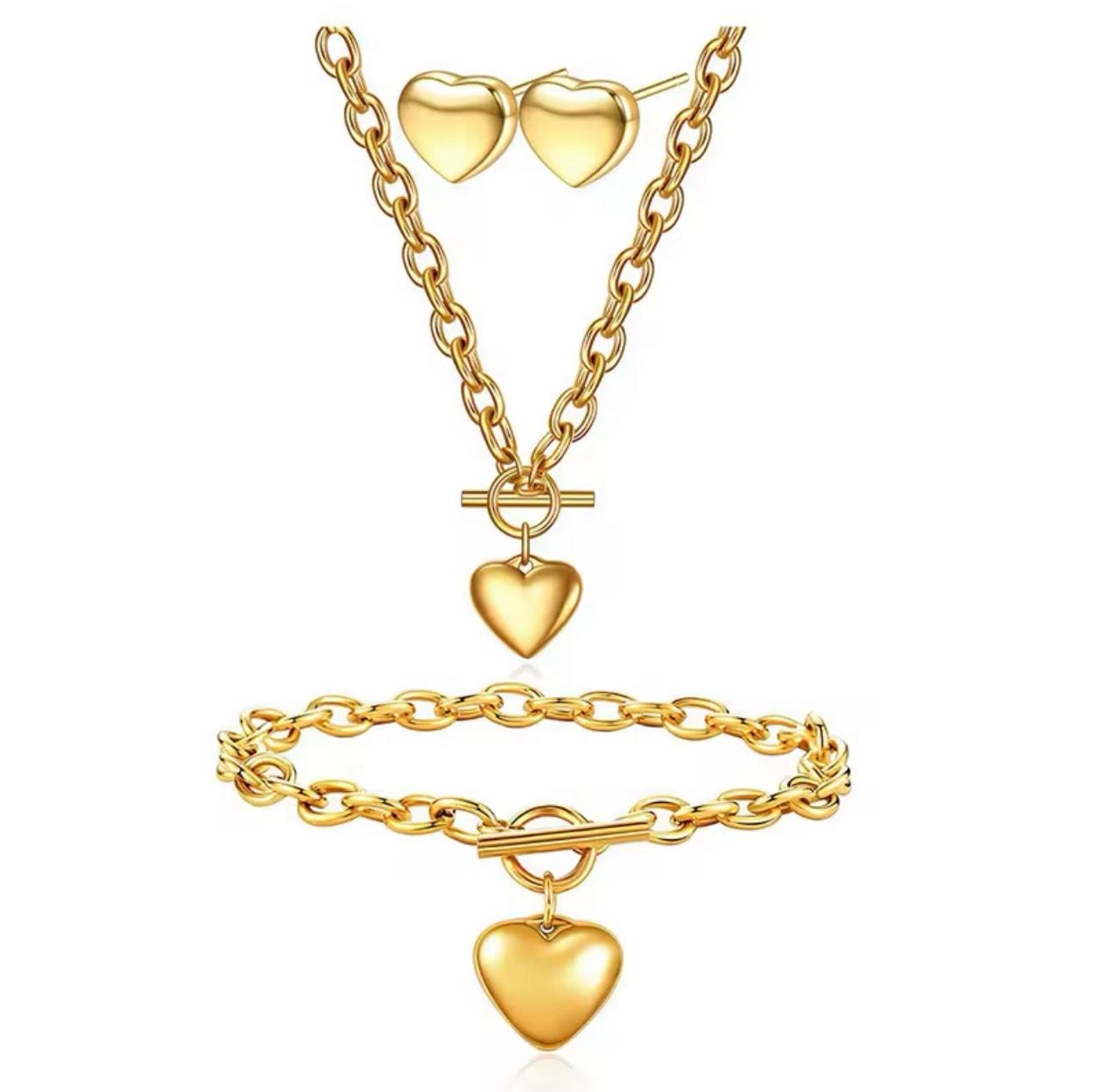 18K Gold Plated Love Three Pieces Set