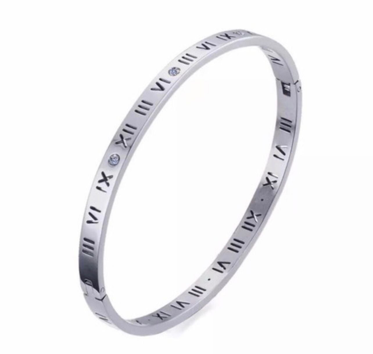 Titanium Roman Numeral Zircorn Bangles