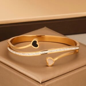 18K Gold-Plated dual-heart bangle