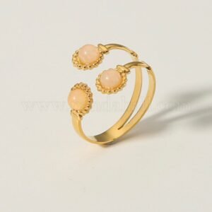 18K Gold-Plated unique ring with  three-stone open wrap ring