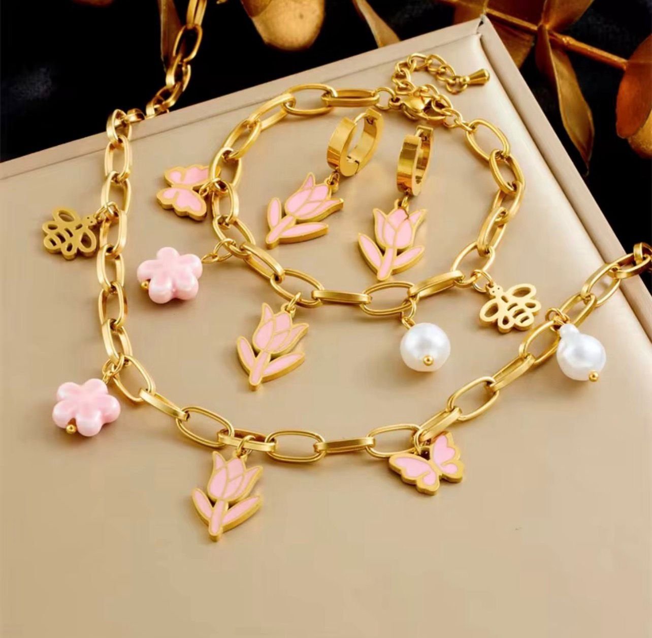 18K Gold-Plated Tulip flower set