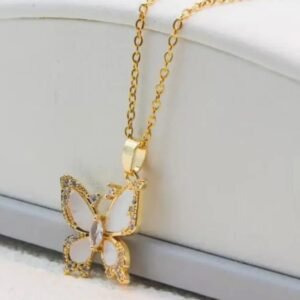 18K Gold-Plated butterfly pendant necklace with Zircon