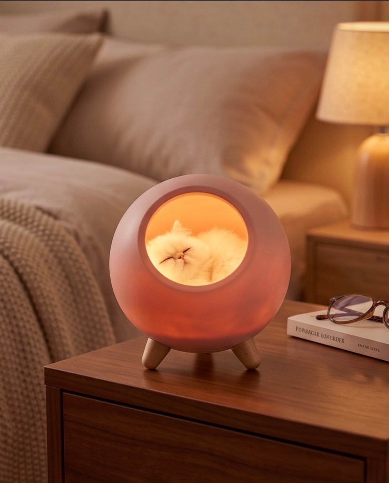 Cat House Night Lamp - Pink